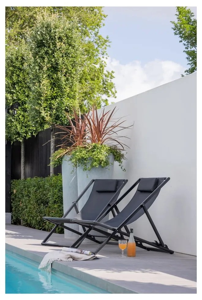 Черен метален сгъваем градински шезлонг Esper – Exotan