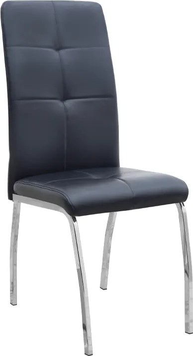 трапезен стол Alma PU Leather в черен цвят с метални хромирани крака 42x53x97см.