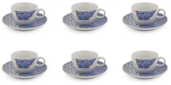 Бели и сини порцеланови чаши в комплект от 6 бр. 0,9 л - Hermia