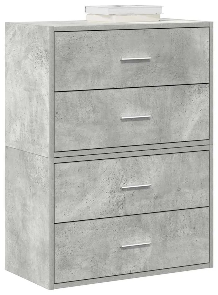 858828 vidaXL Шкафове с 2 чекмеджета 2 бр сив 60x31x40 см инженерно дърво