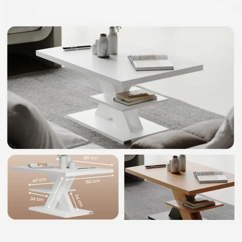 Модерна масичка за кафе Detroit - 90 x 60 x 45 cm Сив