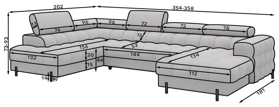 Бежов разтегателен ъглов диван от букле (ляв ъгъл U форма) Feraria – ELTAP