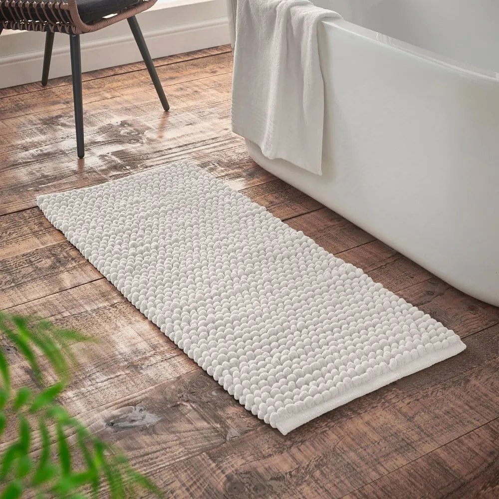 Бял килим за баня 50x120 cm Aspen Bobble – Bianca