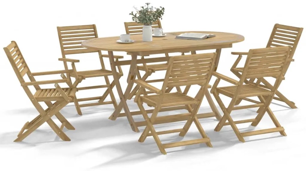 3295003 vidaXL Градински трапезен комплект, 7 части, акациево дърво масив