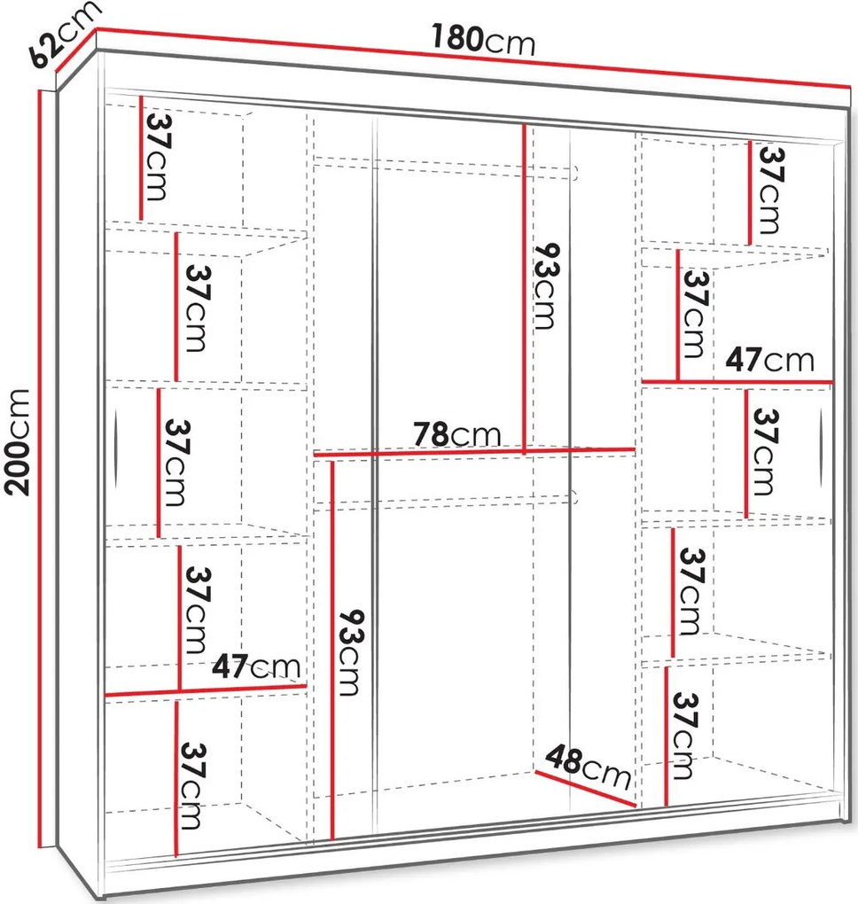 Гардероб Selfie 180 плъзгащ-Бяло