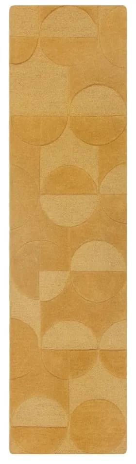 Жълт вълнен килим в цвят охра 60x230 cm Gigi - Flair Rugs