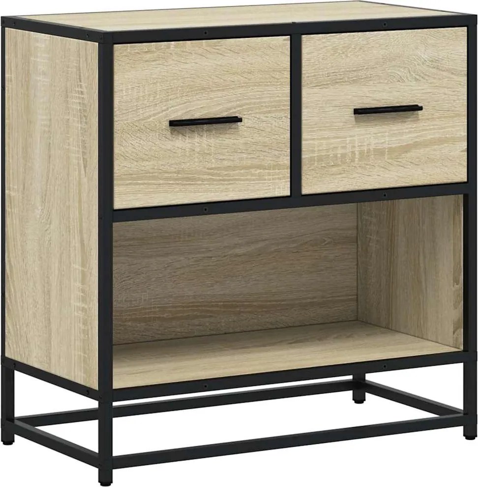 848695 vidaXL Нощно шкафче Сонома дъб 60x31x60cm Изработена дървесина и метал