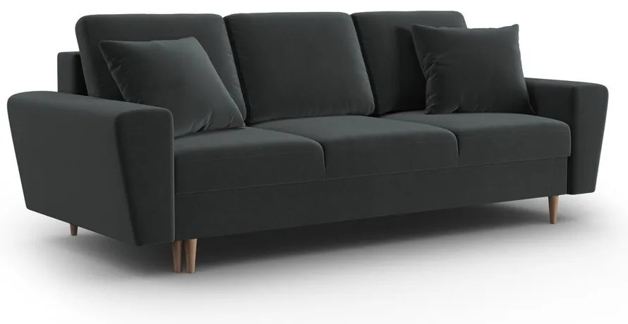 Тъмносив кадифен разтегателен диван с място за съхранение 235 cm Kyoto – Cosmopolitan Design