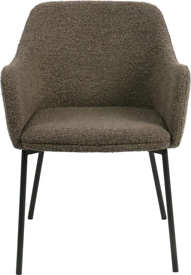 Кафяв тапициран трапезен стол с подлакътници Melilla – House Nordic