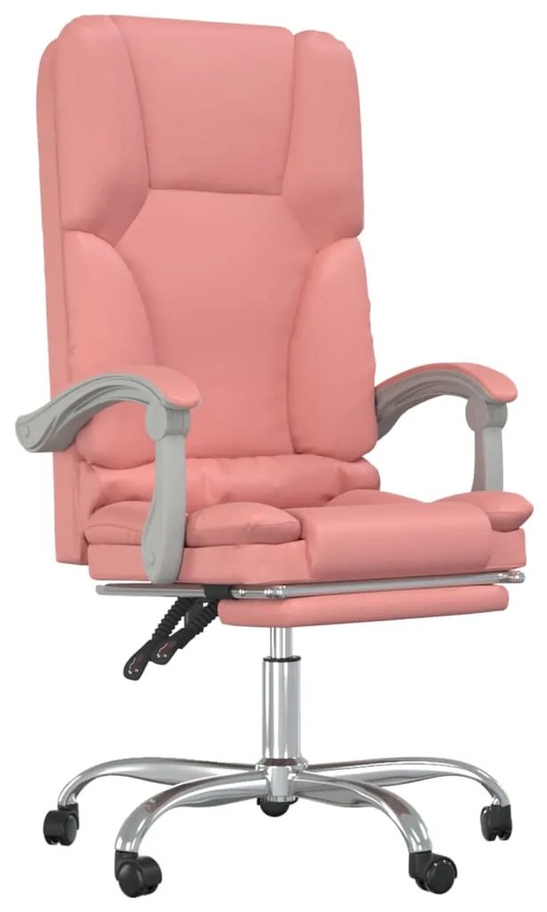 349681 vidaXL Масажен наклоняем офис стол, розов, изкуствена кожа