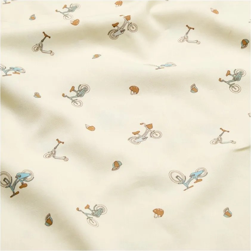 Светложълто единично детско спално бельо от органичен памук 140x200 cm Bicycles – Cam Cam Copenhagen
