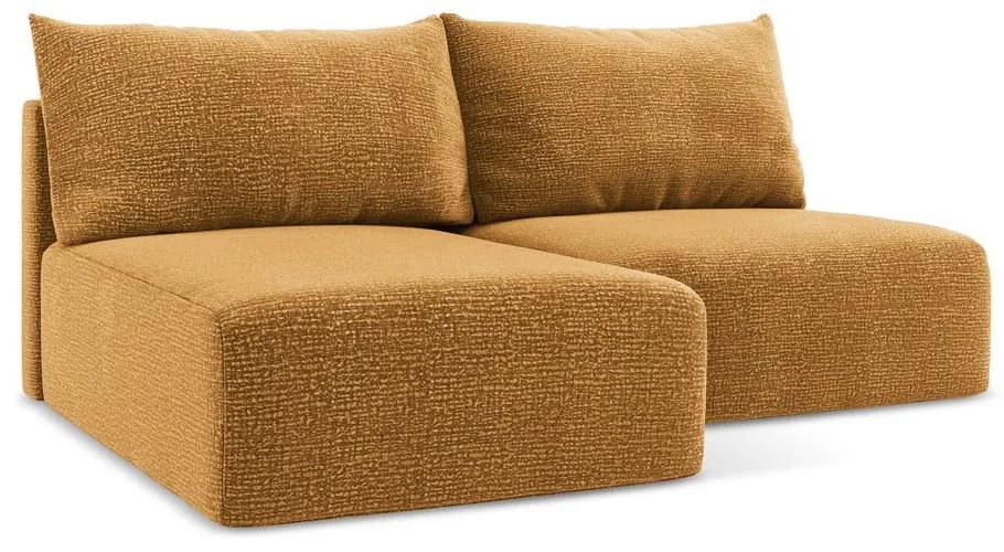 Оранжев разтегателен ъглов диван с място за съхранение (ляв ъгъл) Kalena – Makamii