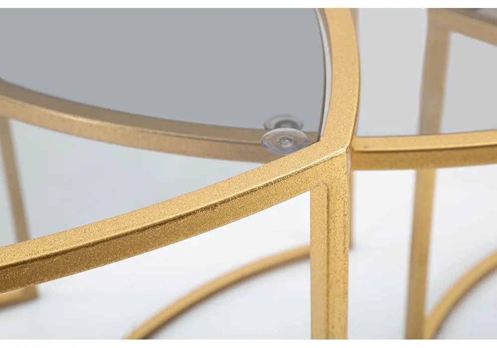 Кръгли масички за кафе със стъклен плот в златисто в комплект от 3 броя ø 60 cm Triangle – Mauro Ferretti