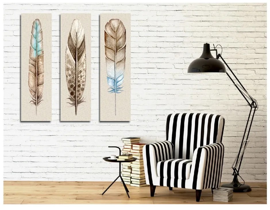 Картина от 3 части върху платно Пера - Wallity