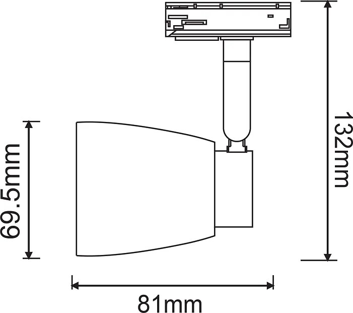 Спот за двупроводна шина TS40GU3CW, бял мат, 1хGU10
