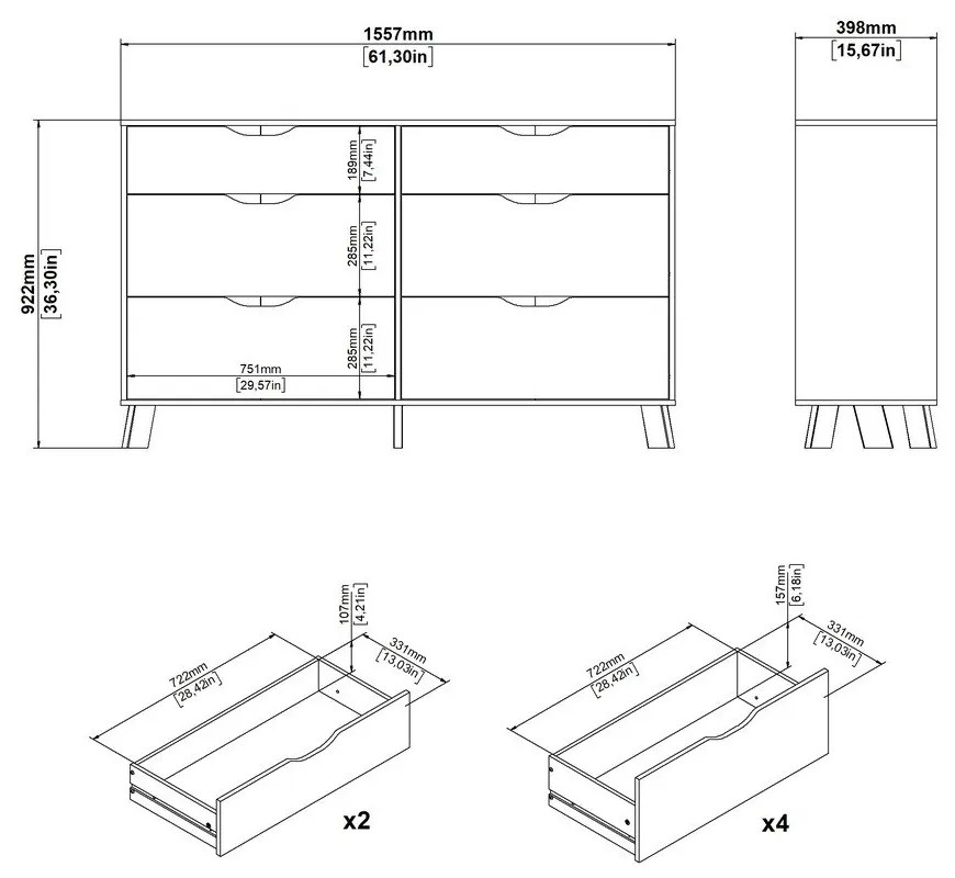 Скрин от дъбов декор в бял и естествен цвят 156x92x40 cm Ikast – Tvilum