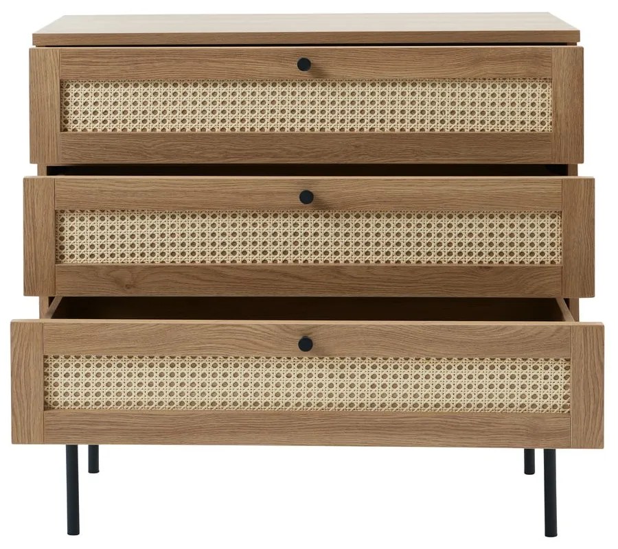 Нисък скрин от декор от дъб в естествен цвят 80x75 cm Pensacola – Unique Furniture