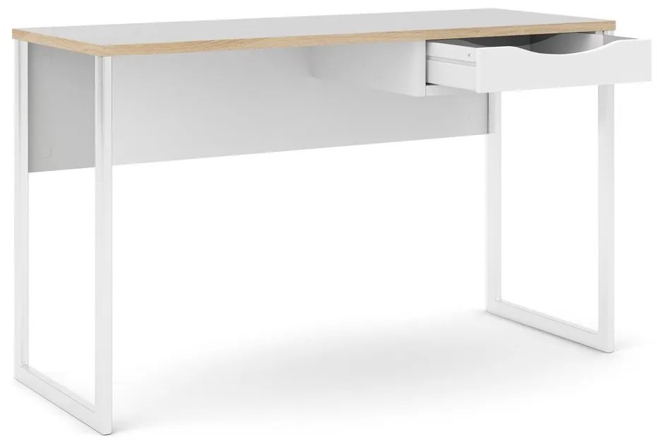 Бяла работна маса , 130 x 48 cm Function Plus - Tvilum
