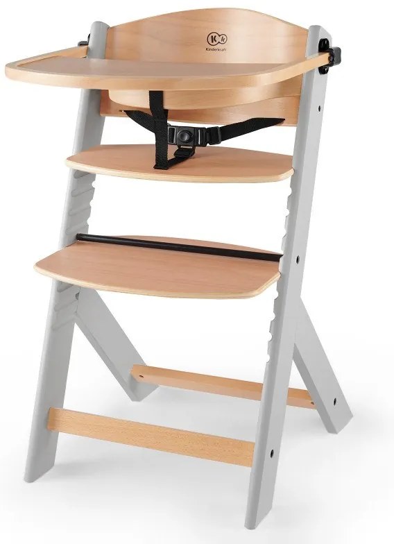 KinderKraft - Столче за хранене ENOCK дървено/сиви крака