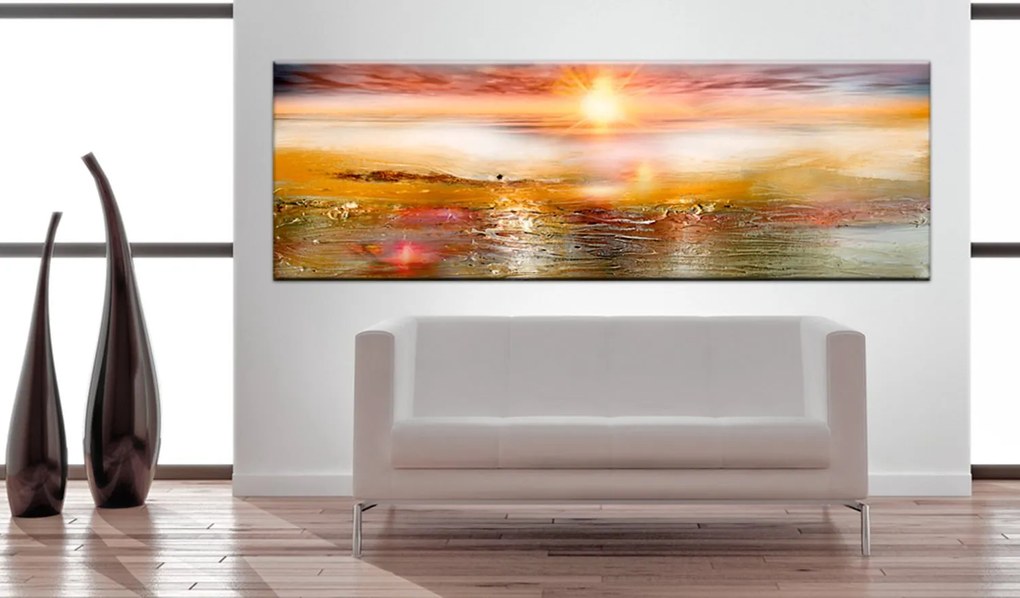 Печат върху платно - Orange Sea 120x40