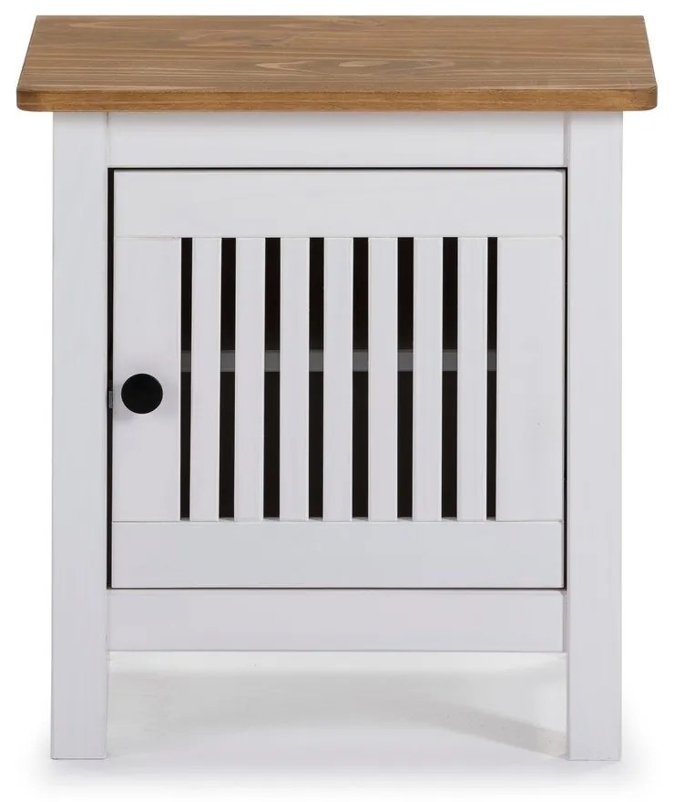 Бяла дървена нощна масичка Bruna - Marckeric