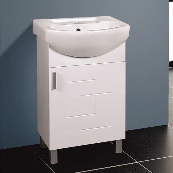 Долен шкаф за баня ICP 5385, PVC, бял, с умивалник, 50x42x85см