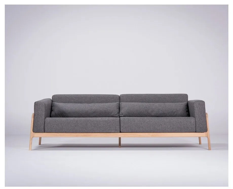 Тъмно сив диван със структура от дъбова дървесина , 240 см Fawn - Gazzda