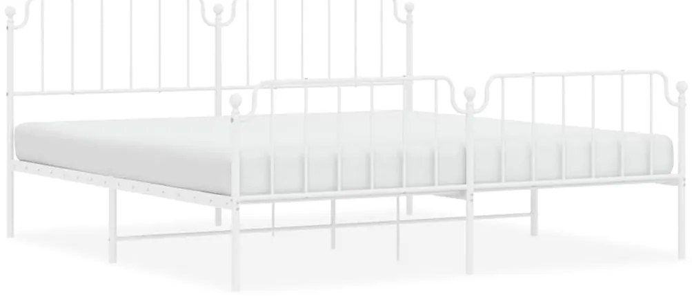 373960 vidaXL Метална рамка за легло с горна и долна табла, бяла, 193x203 см