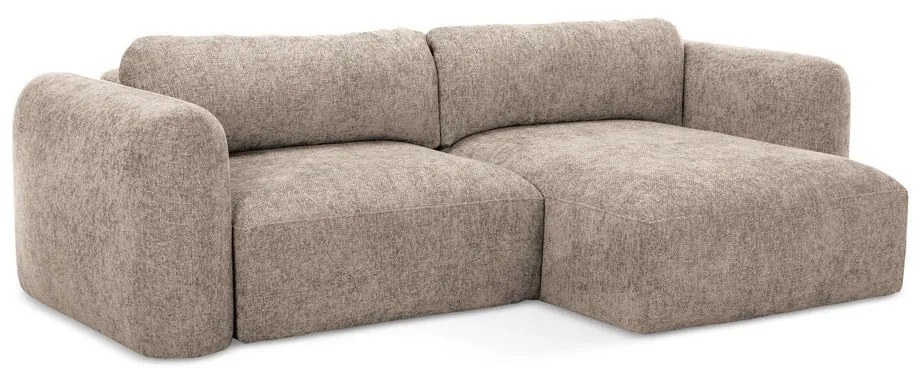 Светлокафяв шенилов разтегателен ъглов диван с място за съхранение (десен ъгъл) Mele – Makamii