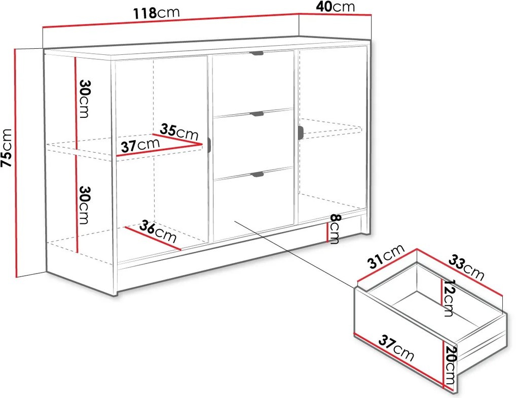 Скрин с чекмеджета Tireno 2D3SZ-Mpez