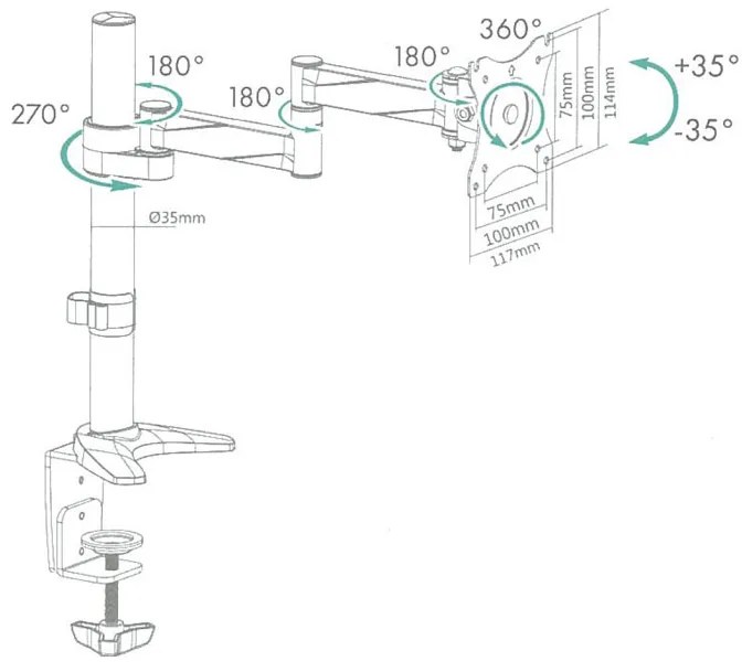 Компютърна настолна екранна стойка H/Y ICY BOX IB-MS403-T