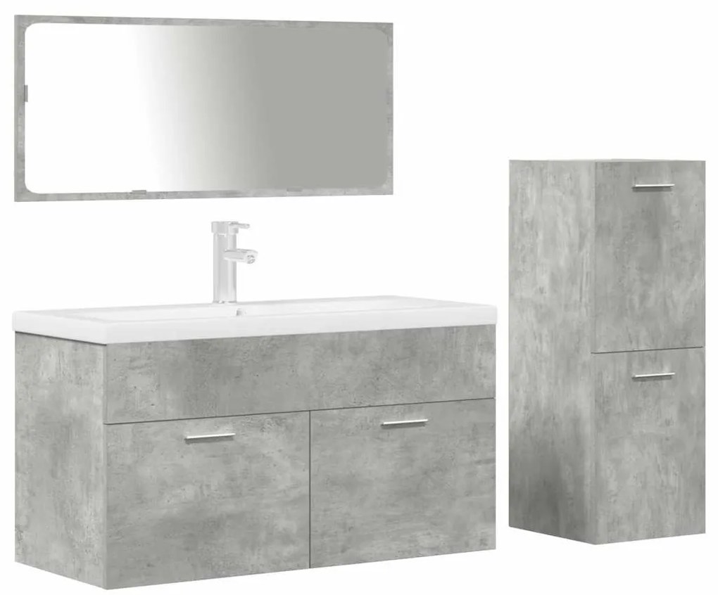 3324903 vidaXL Комплект мебели за баня от 4 части бетонно сив инженерно дърво