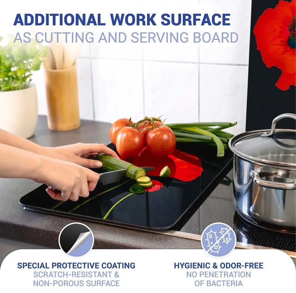 Капаци за печка в комплект от 2 броя от закалено стъкло 52x30 cm Poppy - Maximex