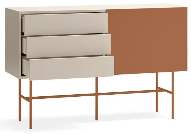 Нисък скрин с плъзгащи се врати в светлосиво-тухлено 140x91 cm Nube - Teulat