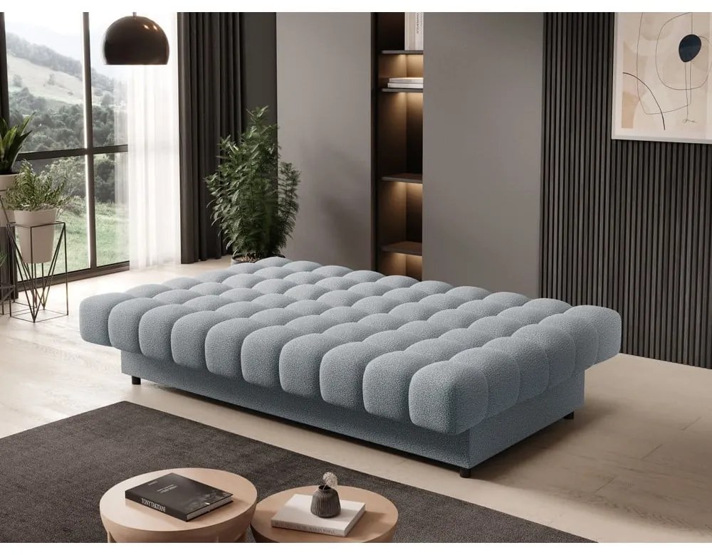 Сив разтегателен диван с място за съхранение от букле 197 cm Clareta – ELTAP