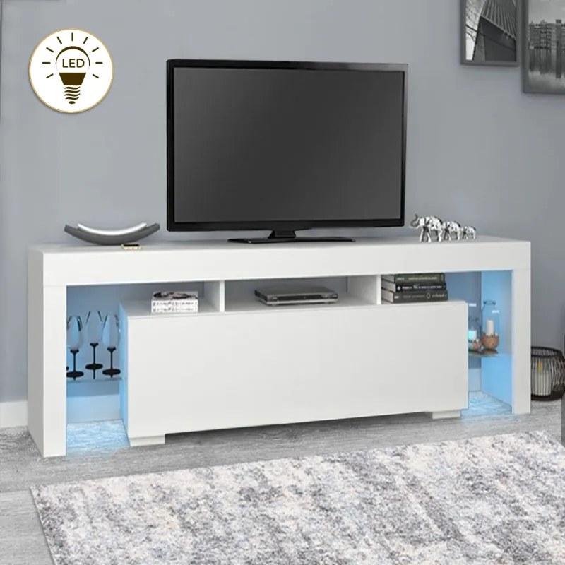 Меламинови мебели за телевизор Stilo в бял цвят 150x37x52см.