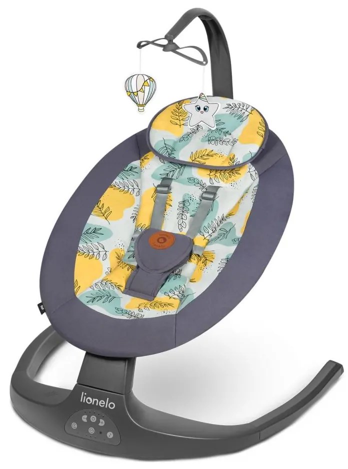 Lionelo - Бебешка люлка с мелодия RALF, 4xAA, Grey Concrete, с дистанционно управление