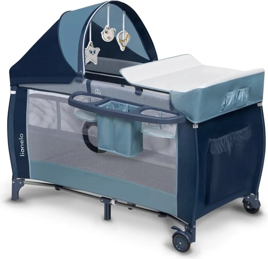 Lionelo - Преносима бебешка кошара SVEN PLUS в синьо
