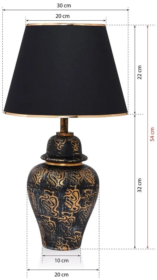 Черна настолна лампа с текстилен абажур (височина 54 cm) Derin – Opviq lights