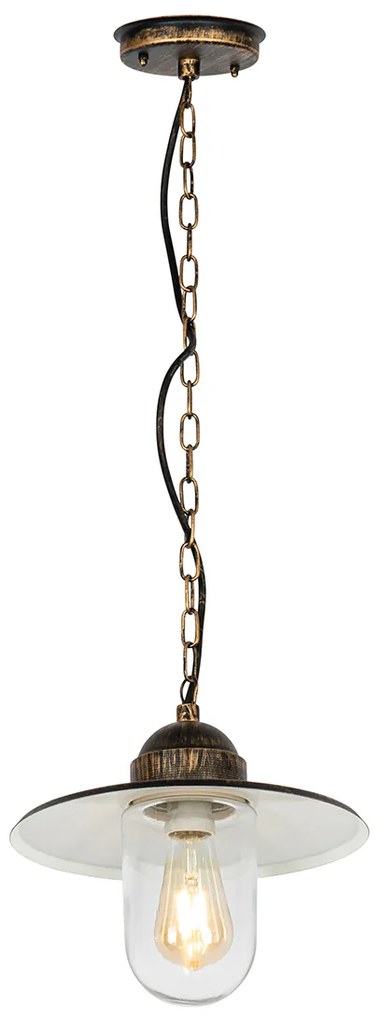 Ръстичен външен окачен аплик антично злато IP44 - Kansas