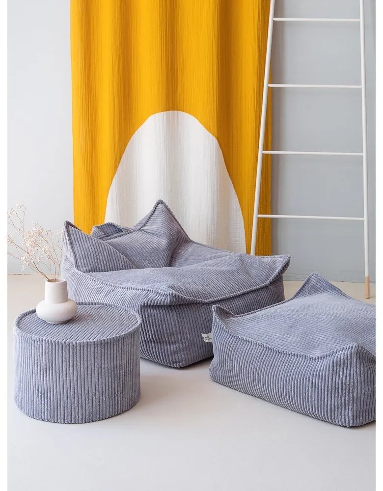 Син детски пуф от рипсено кадифе Chair – Wigiwama