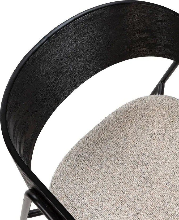 Черни/бежови тапицирани трапезни столове в комплект с подлакътници 2 бр. Cora – MOME
