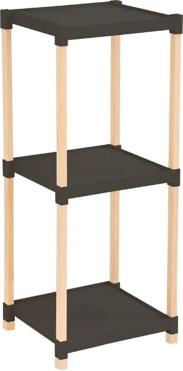 Дървена етажерка - пластмасов цвят натурален - черен 28x25x72см.