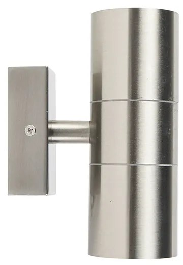 Външна стенна лампа стомана 2-светлина IP44 - Duo