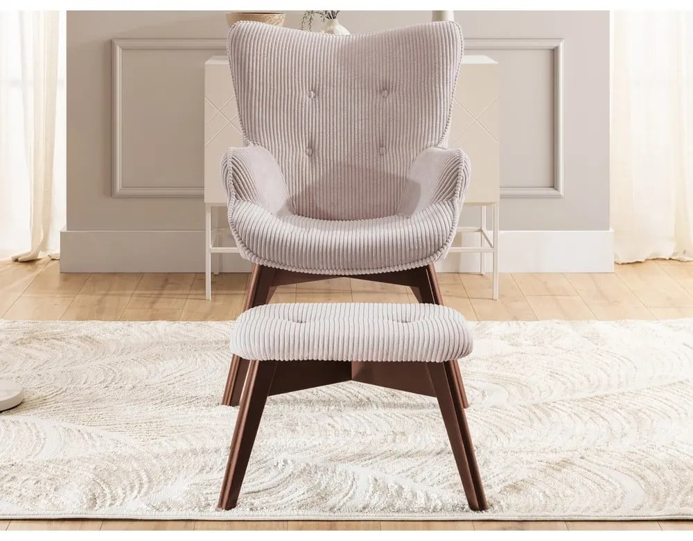 Светлорозов фотьойл с табуретка от рипсено кадифе Niko – Ropez