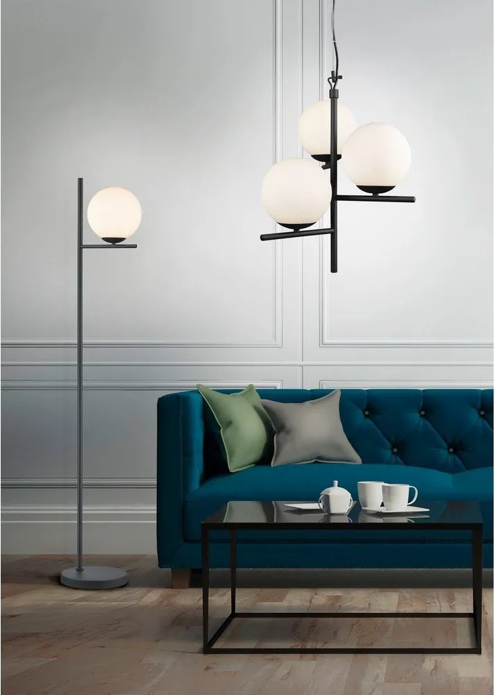 Матово черно висящо осветително тяло със стъклен абажур ø 40 cm Pure – Trio