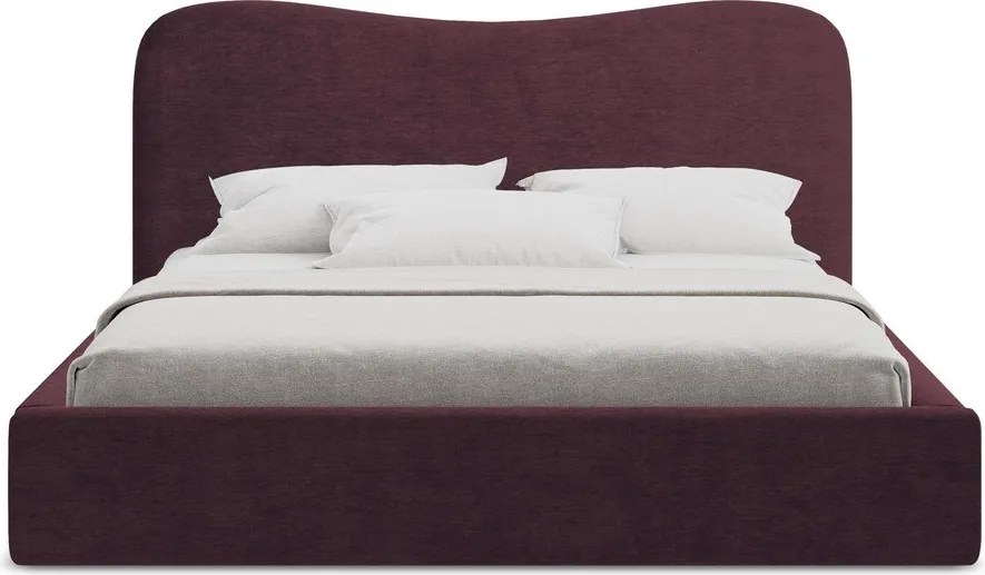 Тъмнолилаво двойно легло 180x200 cm тапицирано с място за съхранение с включена подматрачна рамка Kahai – Makamii