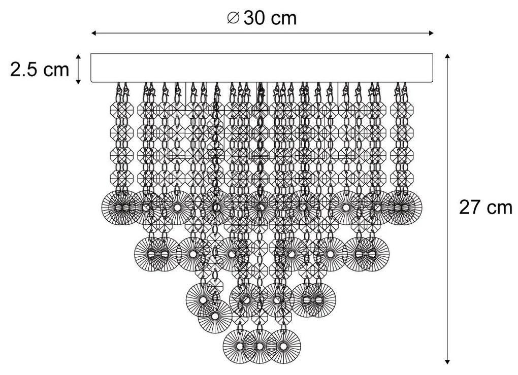 Класически плафон черен с димно стъкло - Медуза
