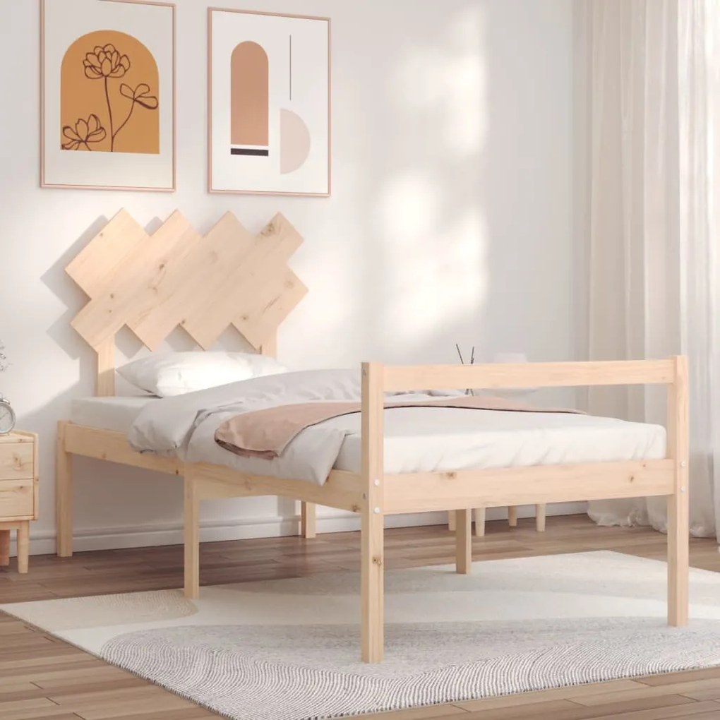 3195531 vidaXL Легло за възрастни с табла, 90x200 см, масивно дърво