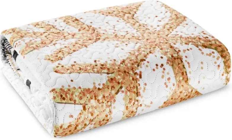 Бяла коледна покривка за легло с принт на снежинки